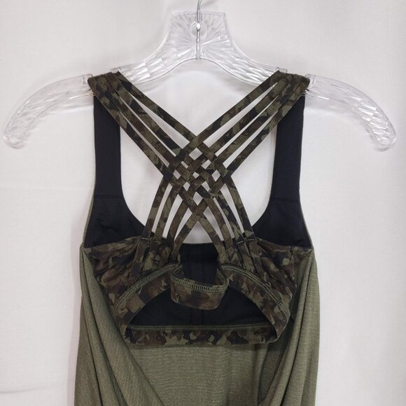 LULULEMON Wild Tank 4 Heathered Fatigue Green / Mystic Jungle Fatigue Green Blk - Picture 7 of 8